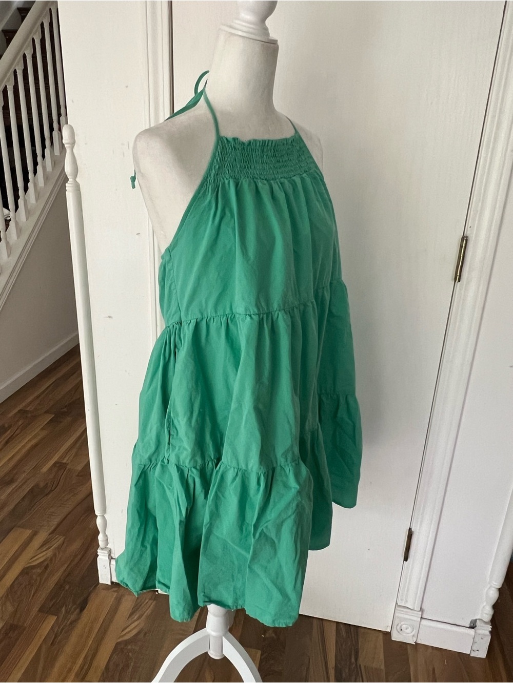 American Eagle Outfitters Green Halter Tiered Dress, Lined & Flowy, Large